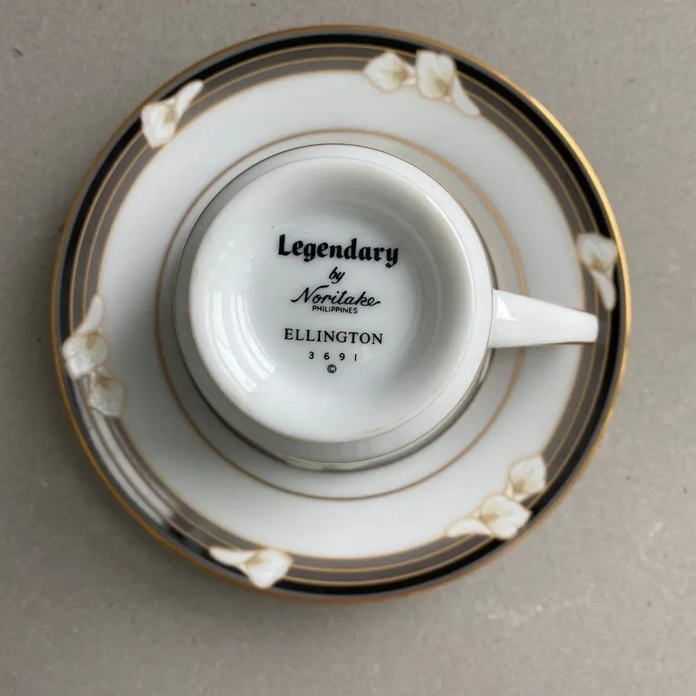 1985 Vintage Noritake Legendary Ellington Lily Design Footed Cup and Saucer Set